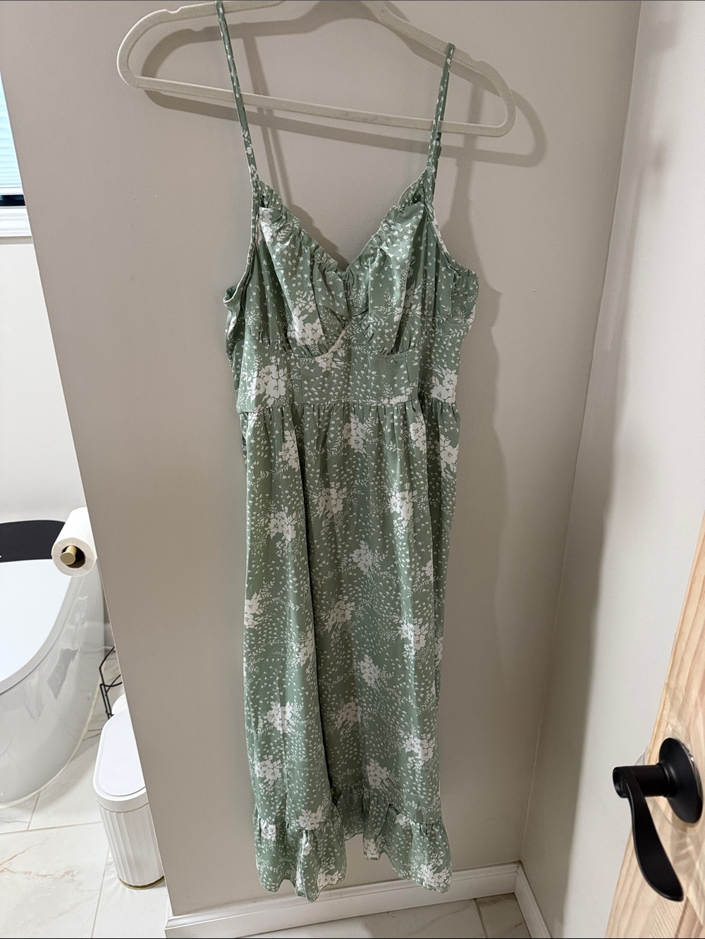 Simplee Apparel Sage Green Floral Midi Dress